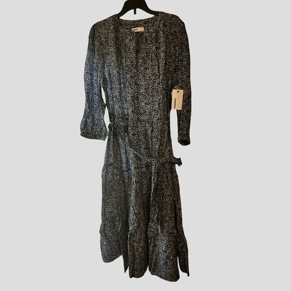 Boho Women's Blue Floral 3/4 Sleeve Midi Dress Sonoma Ivory Berry Spritz M - Picture 2 of 11